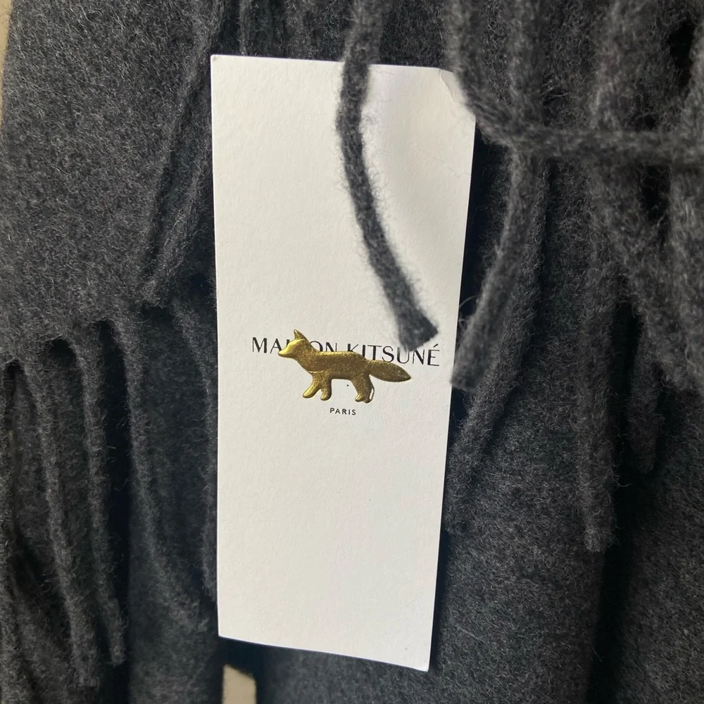 Maison Kitsuné fringed virgin wool scarf